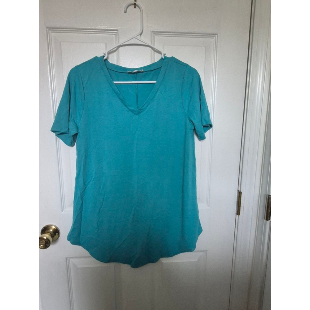 Women's Zenana Teal Short Sleeve V-Neck Tee Shirt S